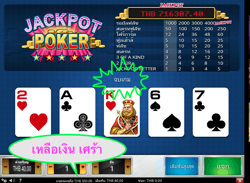 เสียเงินไป 100 บาทแล้วใน Jackpot Poker Empire 777